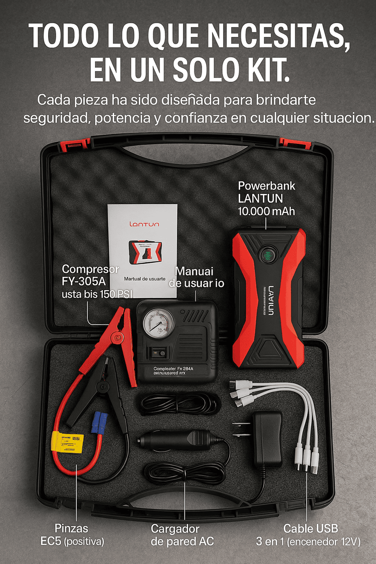 ARRANCADOR DE BATERÍAS 4 EN 1