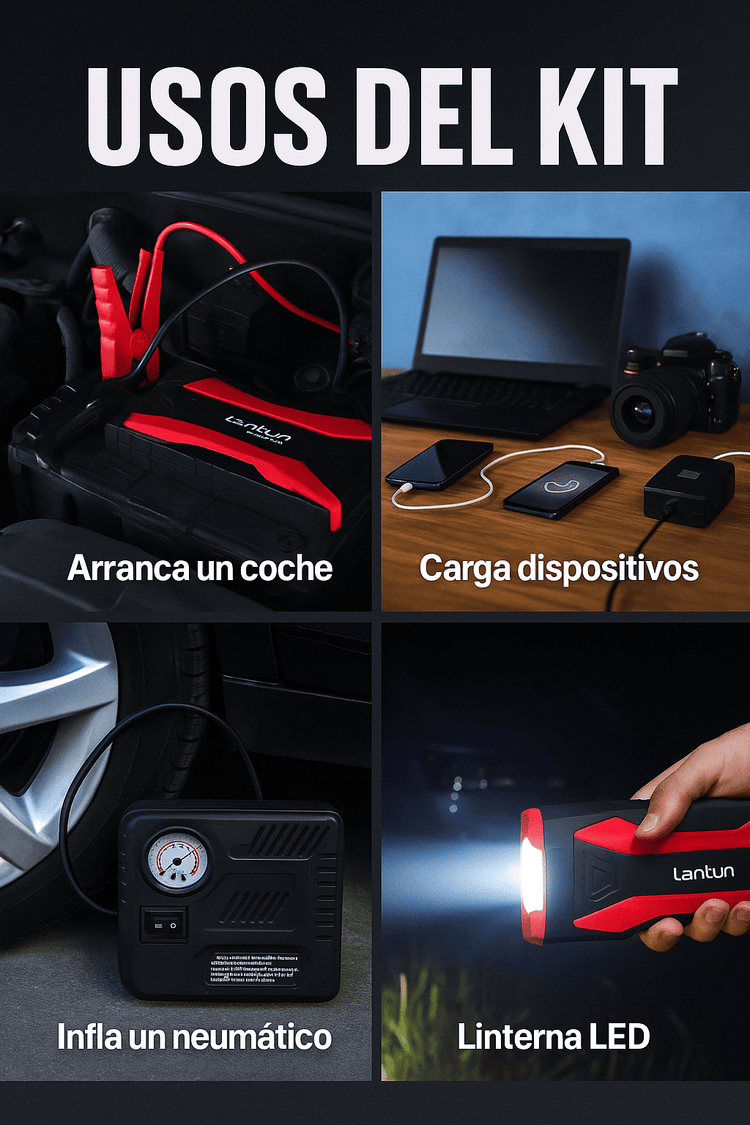 ARRANCADOR DE BATERÍAS 4 EN 1